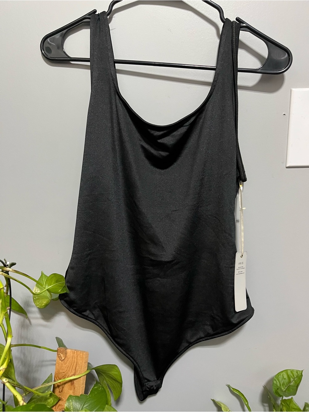 iris Black Scoop Neck Tank Bodysuit